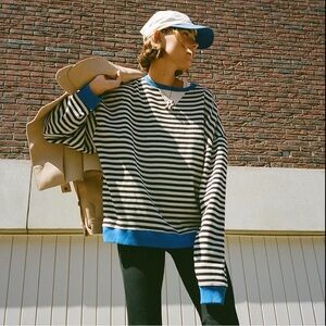 Free People we the free striped crewneck size large!